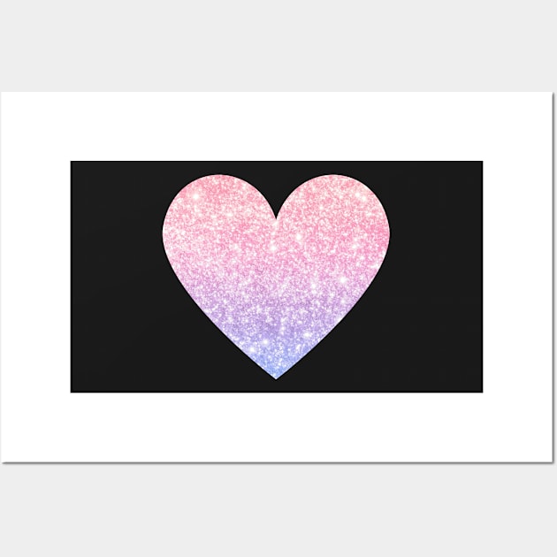 Light Pink and Purple Ombre Faux Glitter Heart Wall Art by Felicity-K